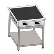 Стол СППН2 180/70, борт, полка сплошная нерж., каркас труба 40х40 - нерж.,1800х700х860